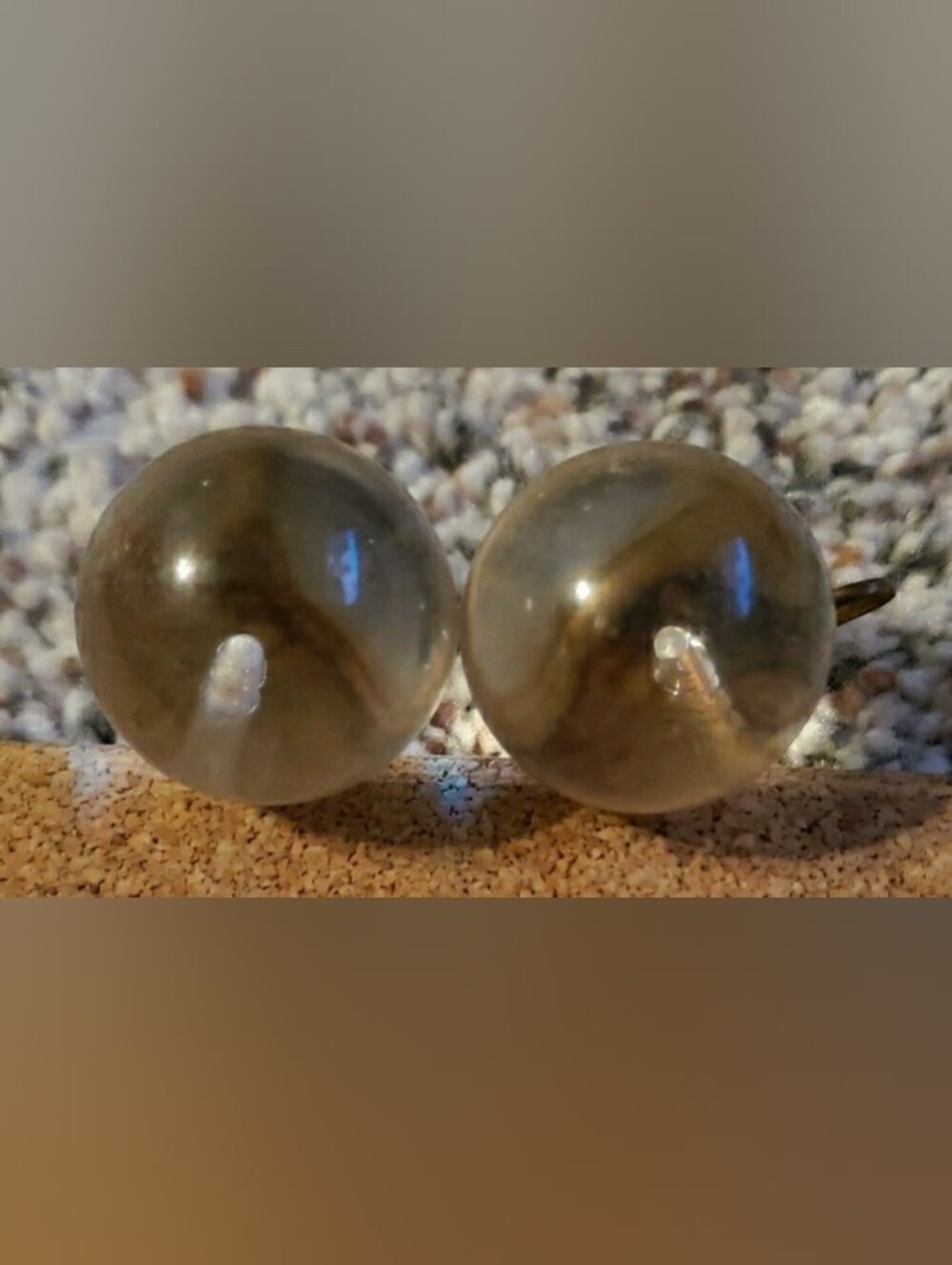 Vogue Crystal Ball Clear Lucite/Glass Orb Clip On Earrings Vintage